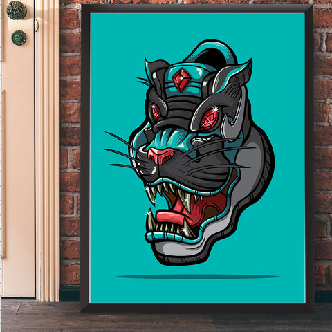 Diamond Panther Art Print 17 x 22 - Bluu Dreams