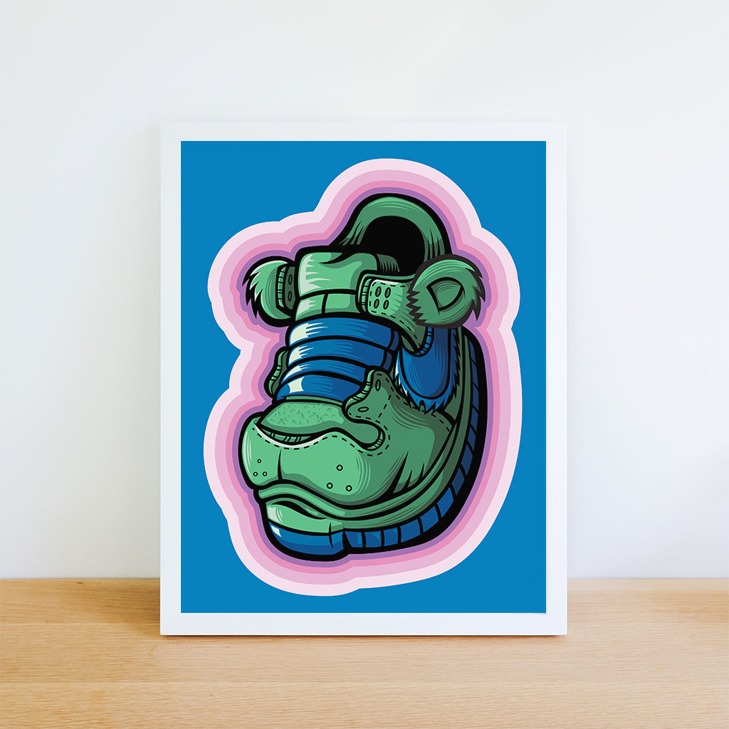 Green Grateful Bear Art Print 8.5 x 11 - Bluu Dreams