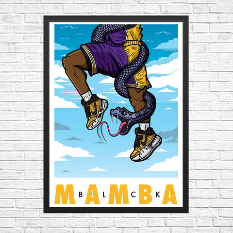 BLCK Mamba Away Jersey Giclee Art Print 13 x 19 - Bluu Dreams