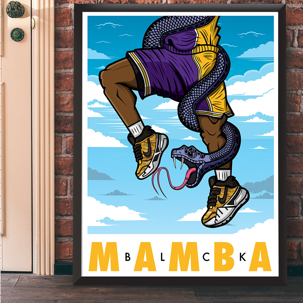 BLCK Mamba Away Jersey Giclee Art Print 17 x 22 - Bluu Dreams
